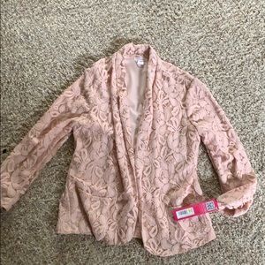 Lace shawl collar jacket size s pinky peach color